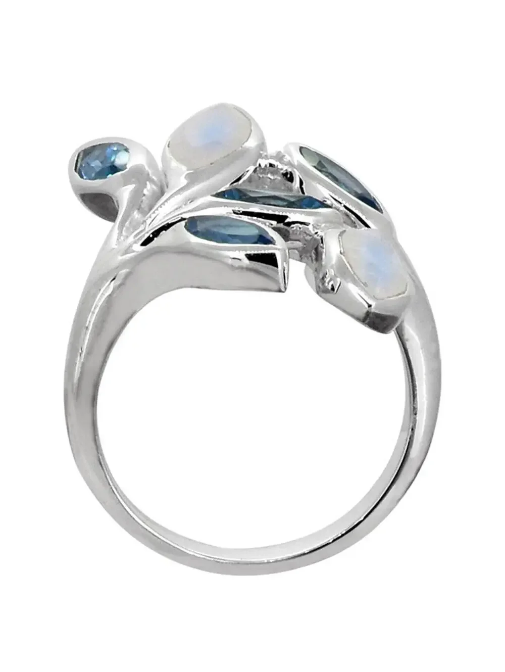 London Blue Topaz Moonstone 925 Sterling Silver Size 9 Ring